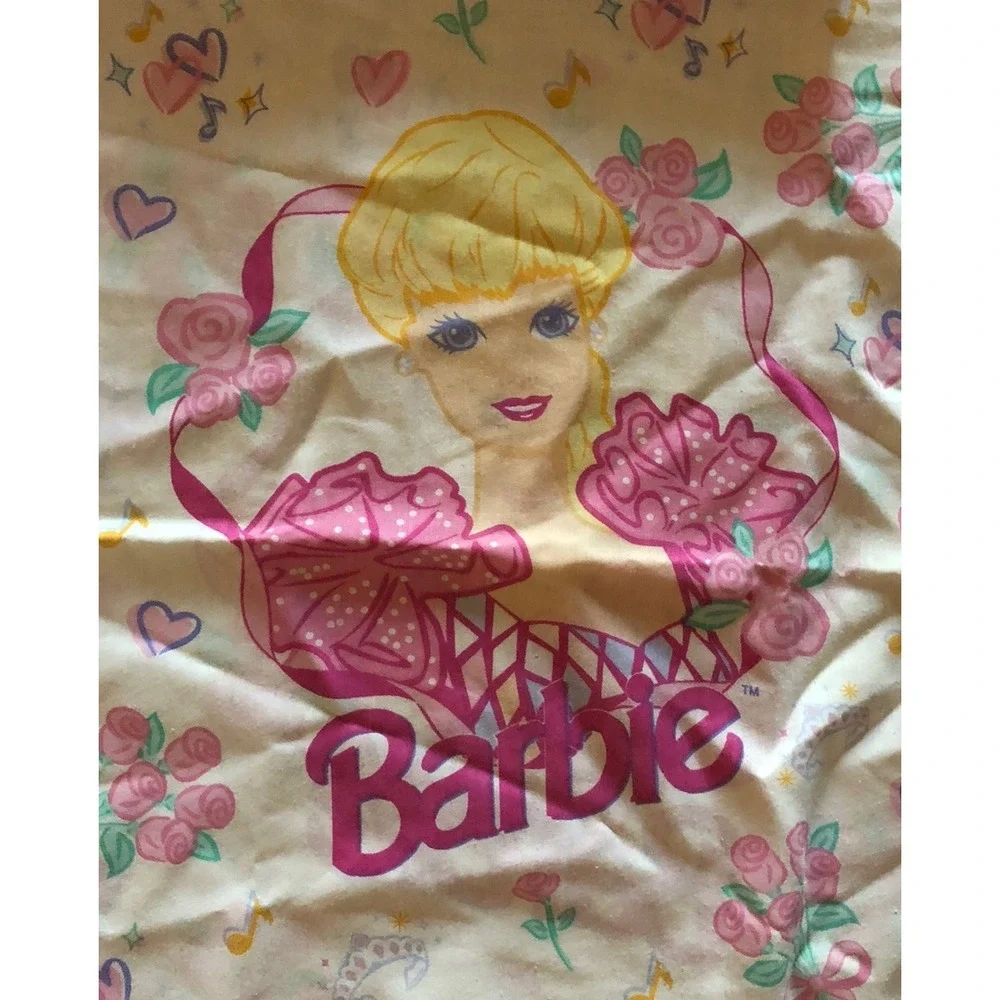 Vintage 1995 Ballerina Barbie Full Sheet Set Flat, Fitted & 2 Pillowcases USA